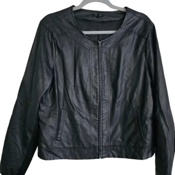 Apt. 9 Jackets & Blazers - APT. 9 Black collarless faux- leather jacket Fully lined